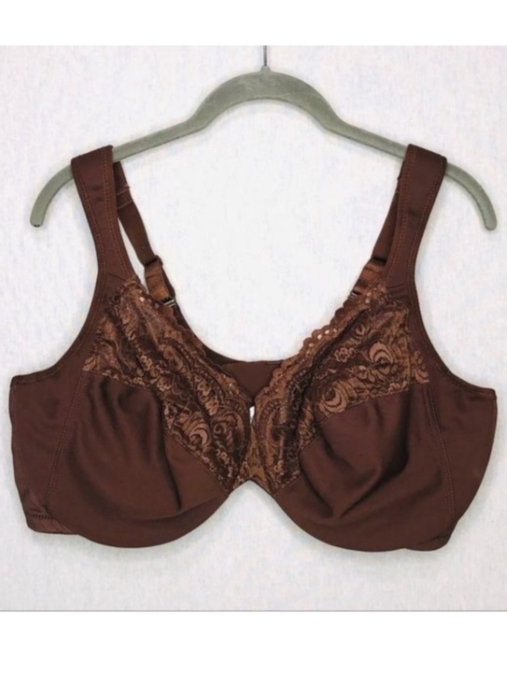 Glamorise Full Figure PS Wonderwire tBack Close Bra 46D Brown Like New